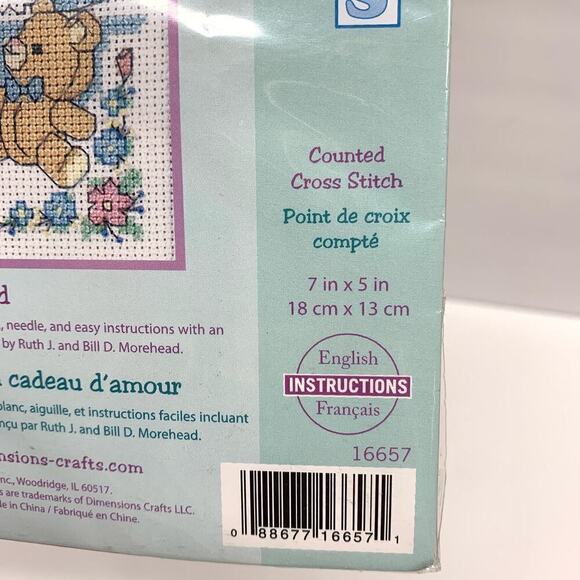 NOS Dimensions Cross Stitch Kit A Gift of Love Birth Record Factory Sealed - Picture 5 of 6